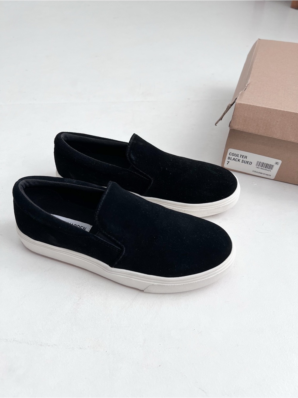NEW Steve Madden Coulter Black Slip-On Suede Sneakers